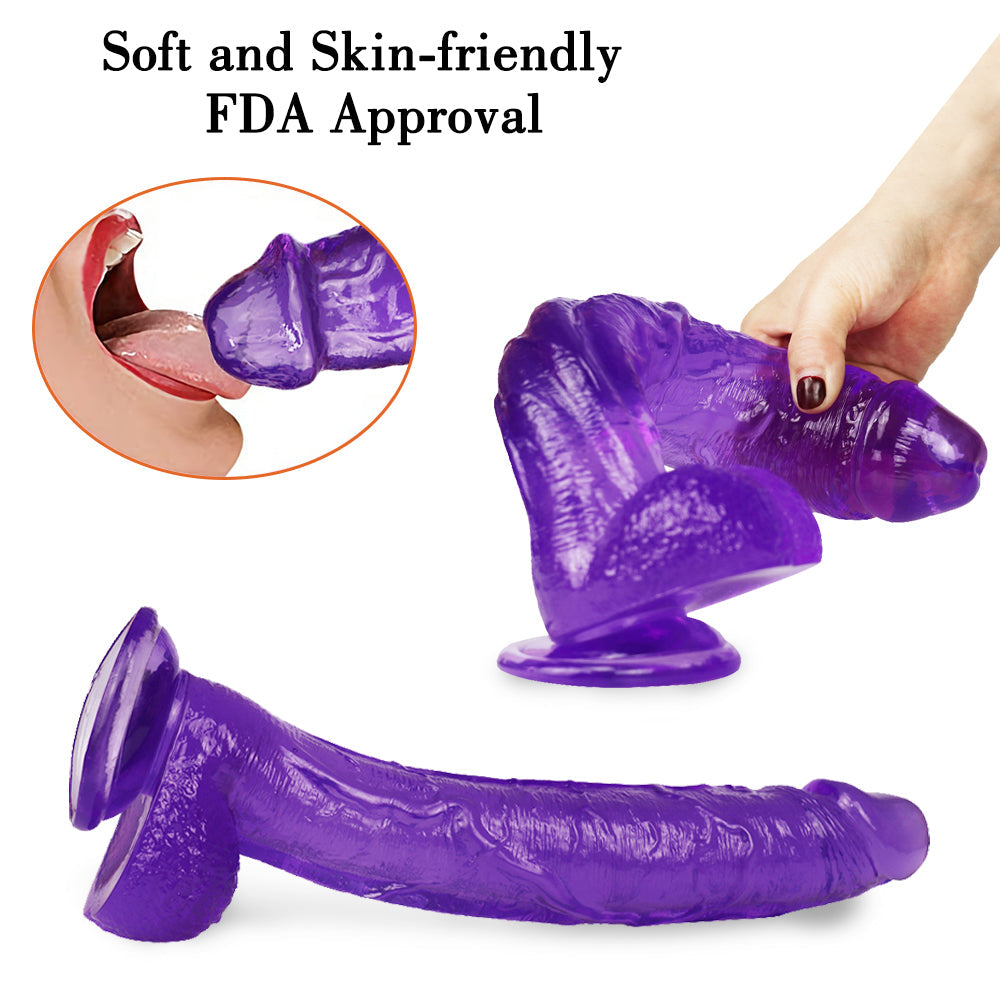 12 Inch Crooked Mouth Purple Jelly Dildo