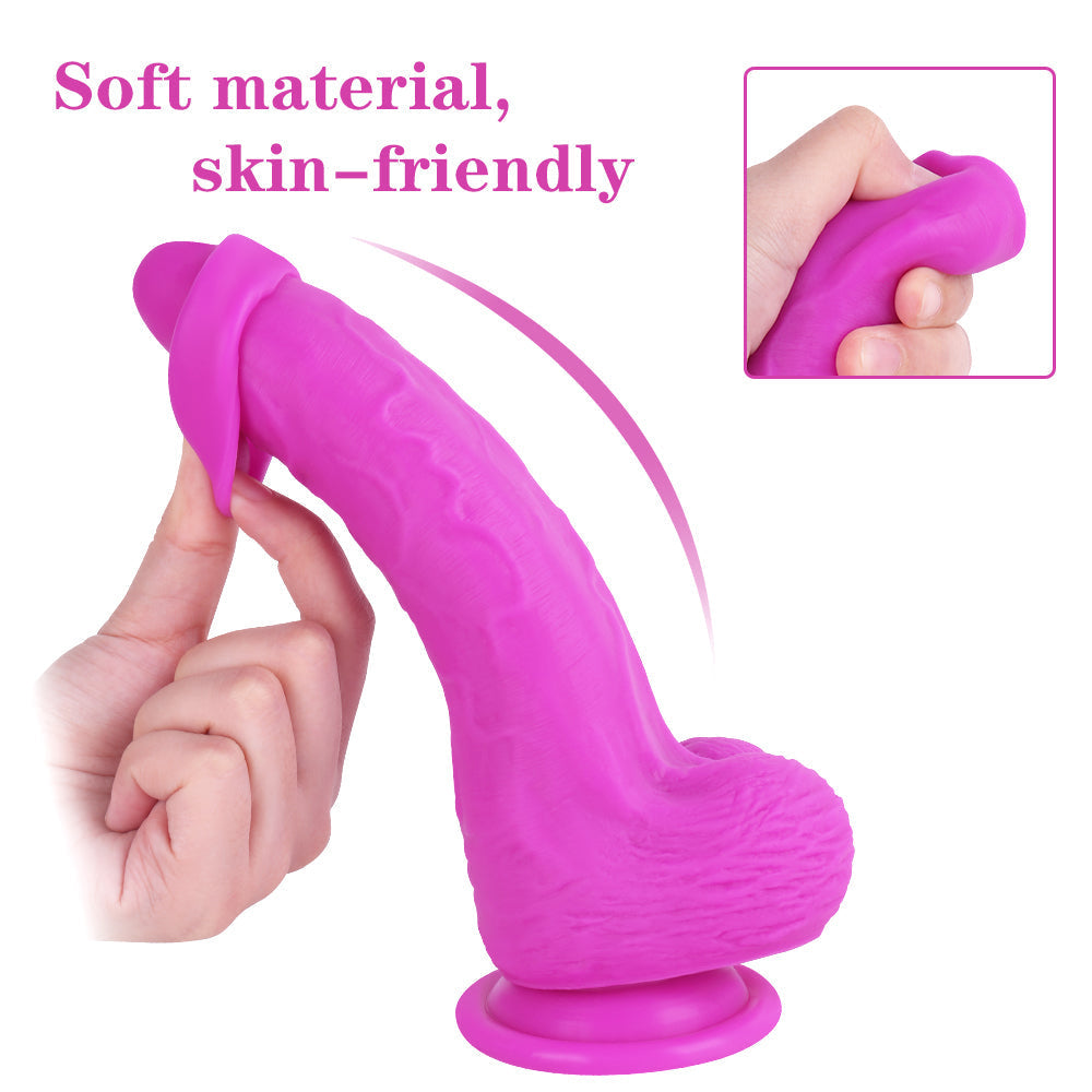 8 Inch Purple Silicone Foreskin Dildo