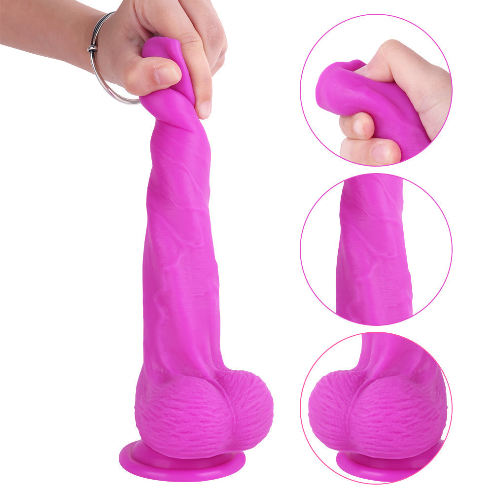 8 Inch Purple Silicone Foreskin Dildo