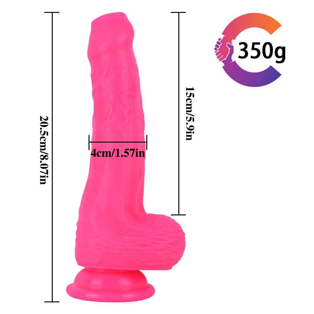 8 Inch Pink Silicone Dildo With Foreskin