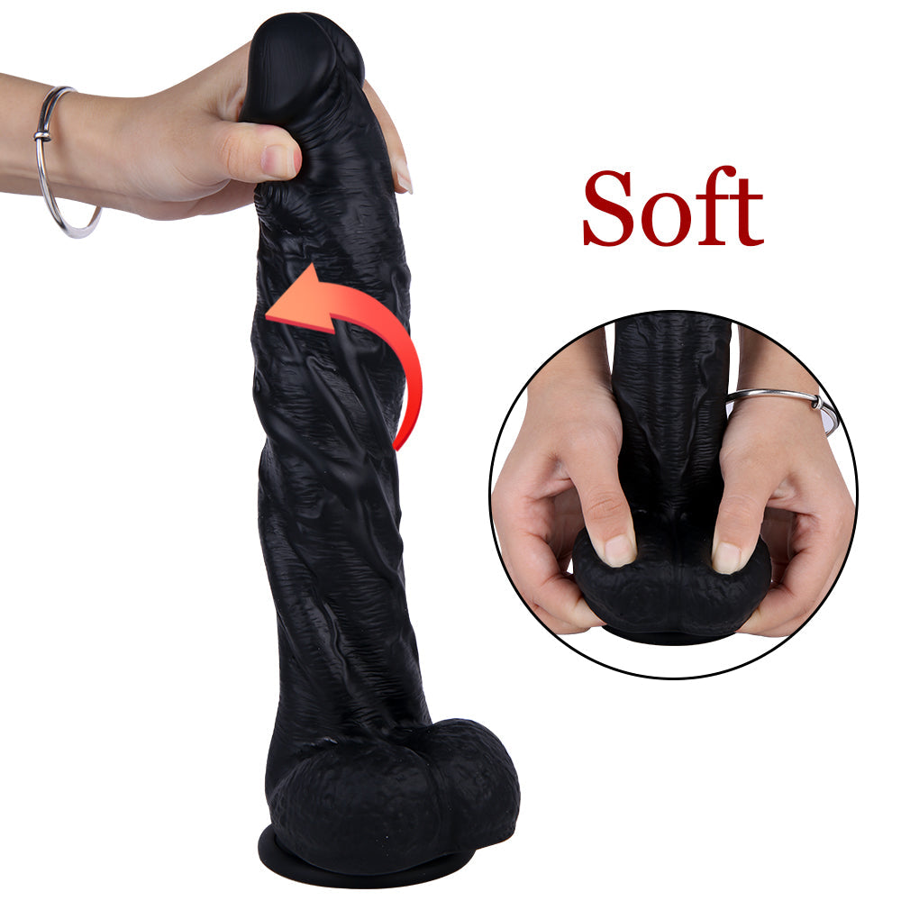 Realistic Black Dildo 11 Inch Silicone Big