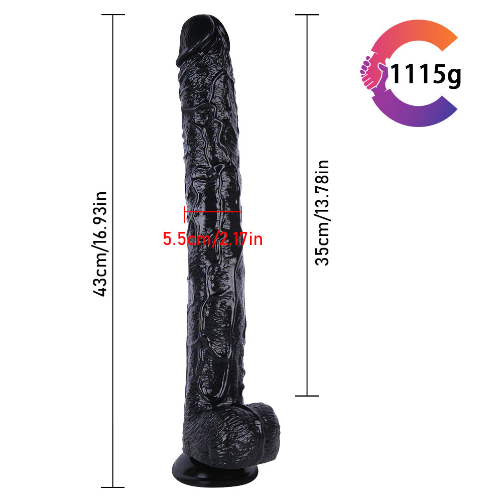 Huge Strap On 16 Inch Long Black Dildo