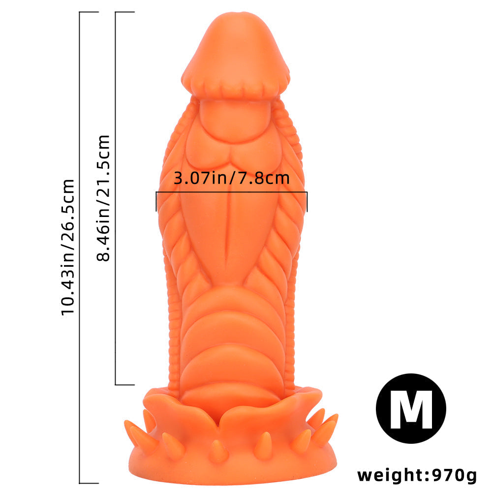 3 Inch Thick Orange Textured Monster Dildo