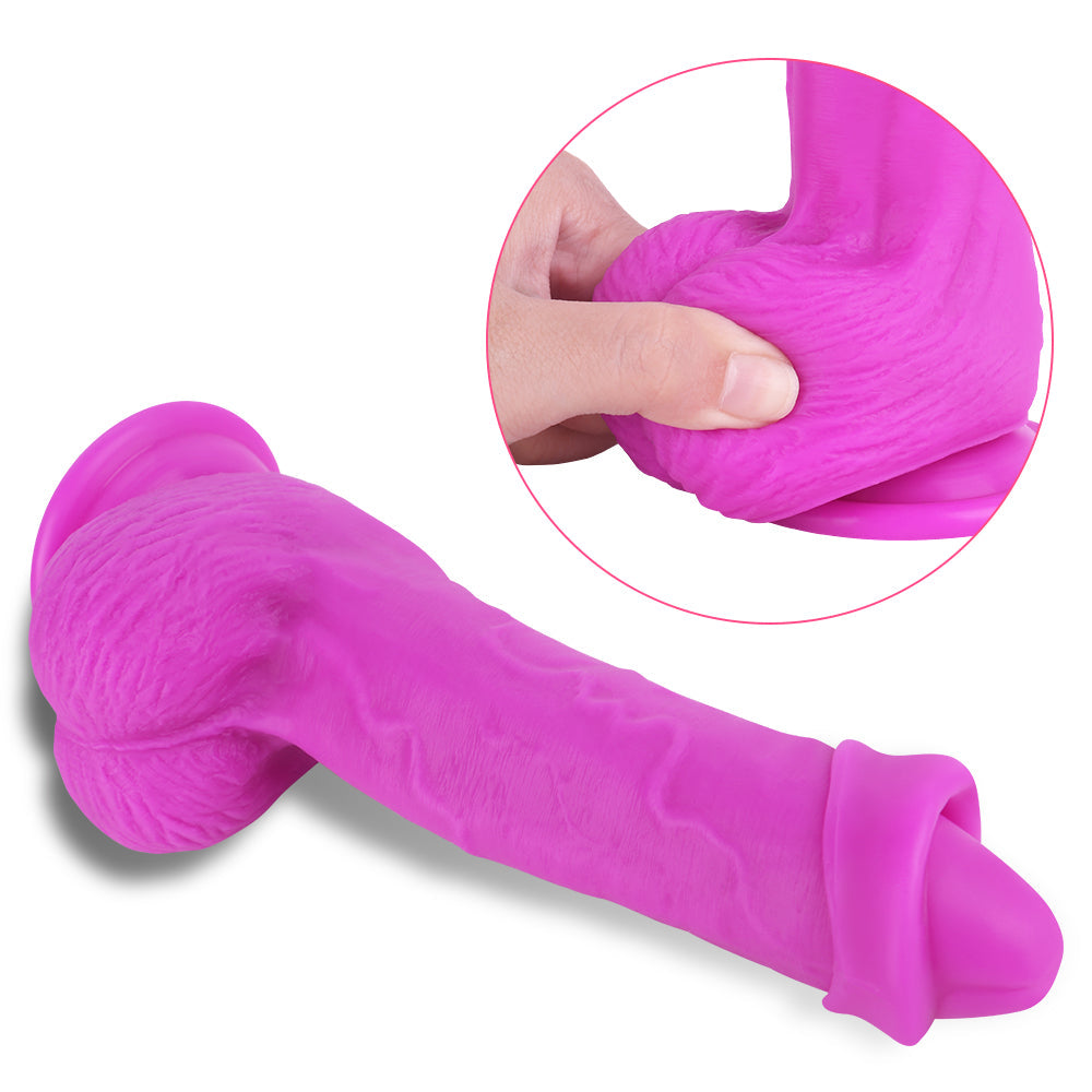 8 Inch Purple Silicone Foreskin Dildo