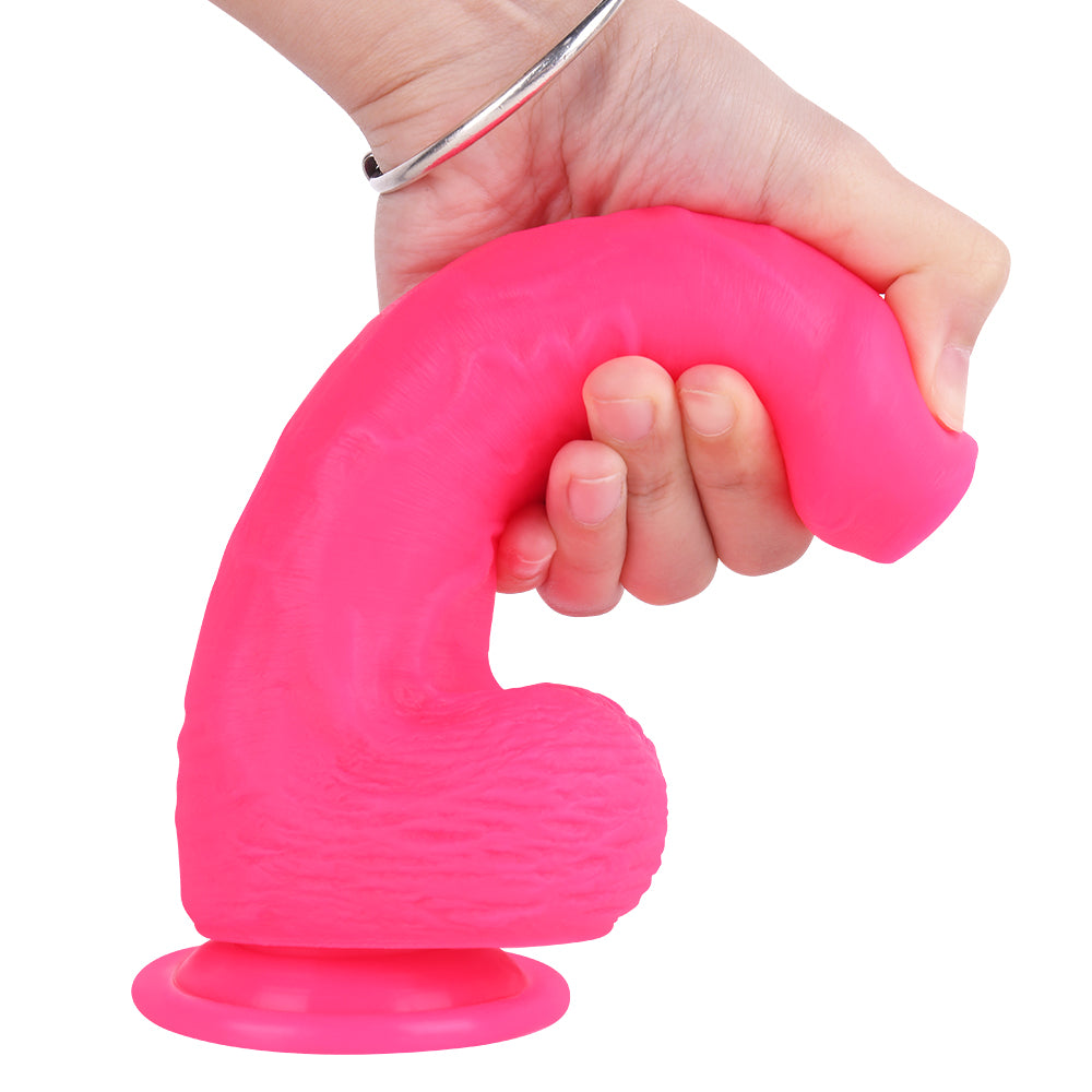 8 Inch Pink Silicone Dildo With Foreskin