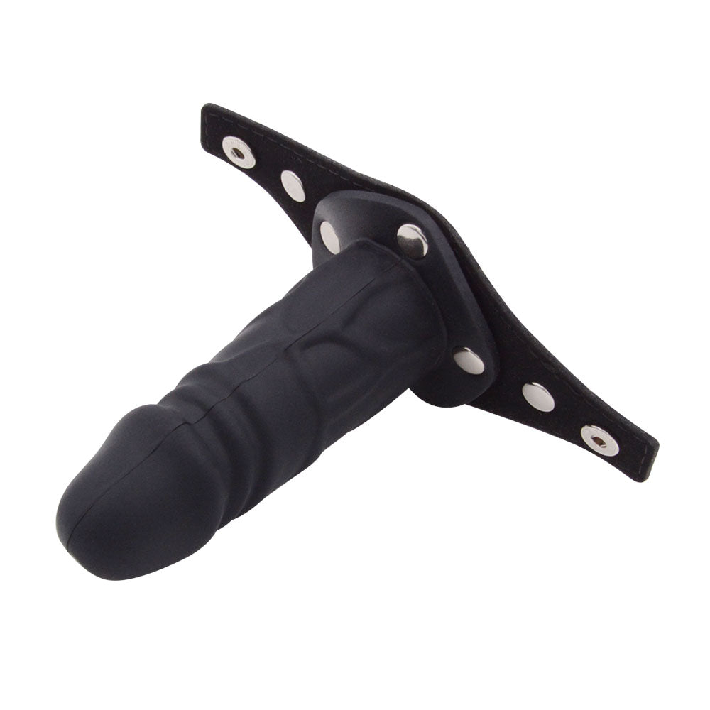 Black Leather Face Strap Dildo Gag