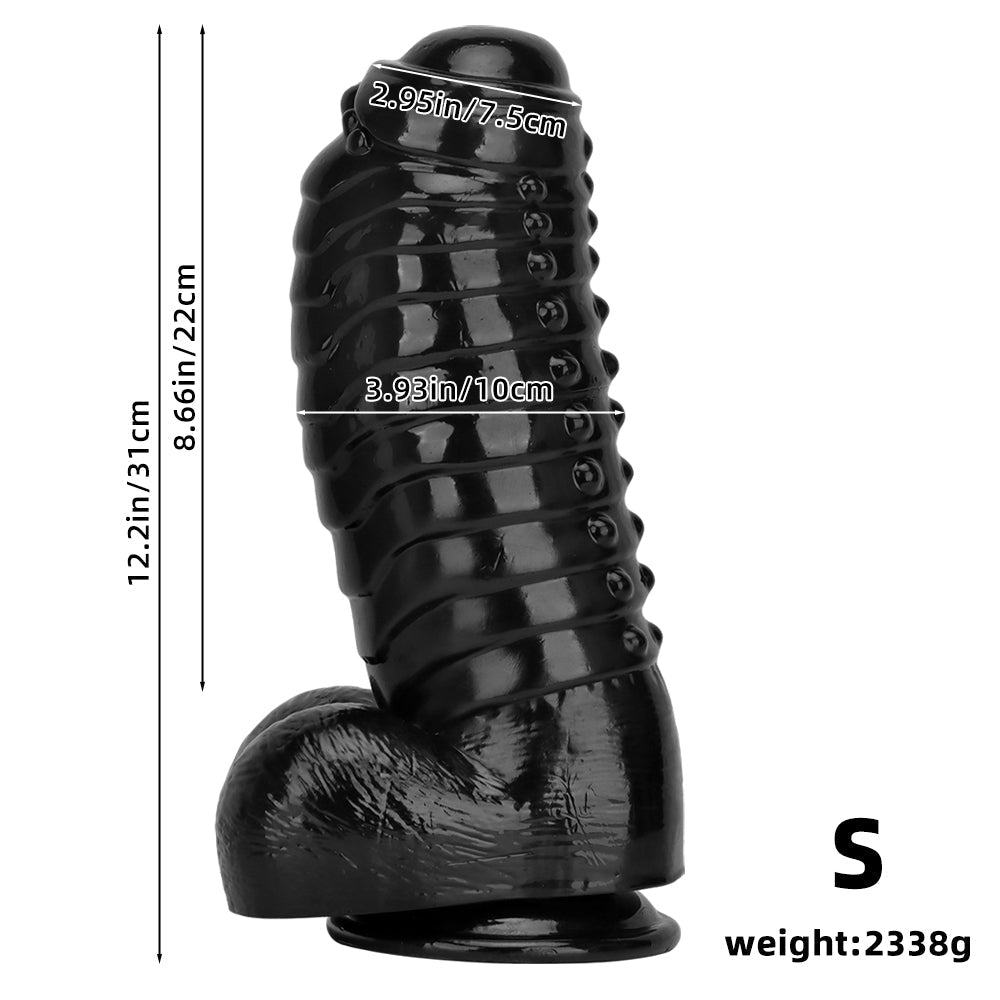 13 Inch Black Raised Huge Monster Dildo