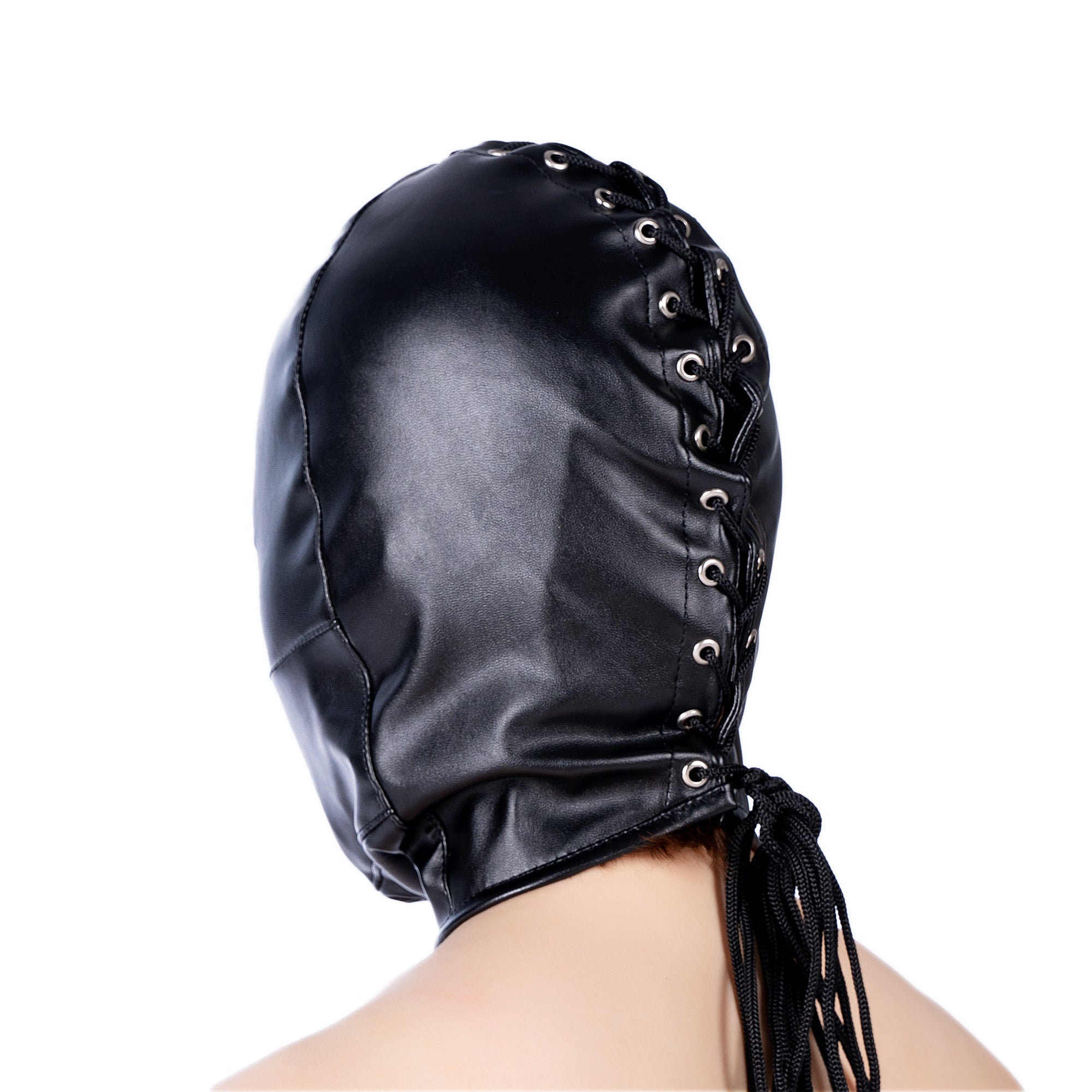 Bondage Mask Black Leather Facial Dildo Gag—Set