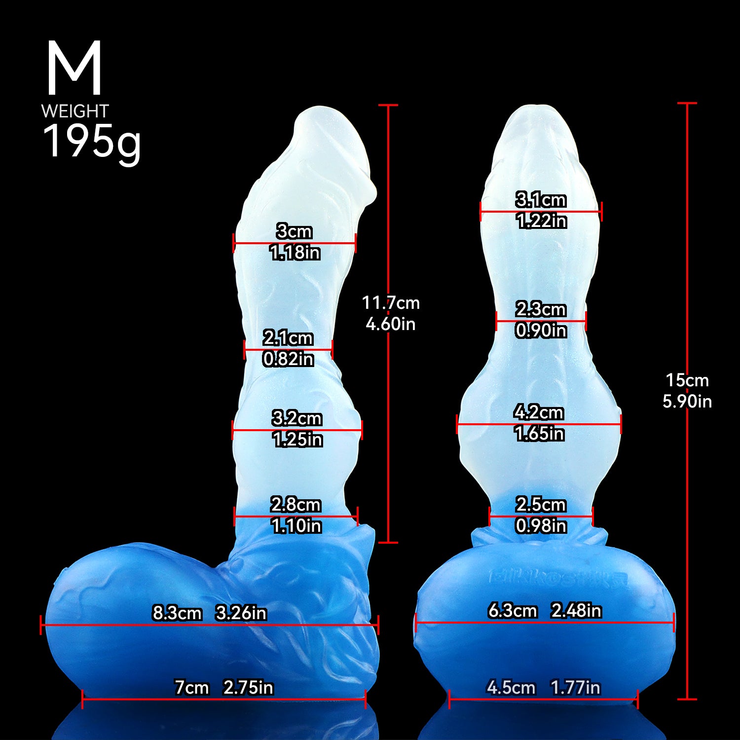 8 Inch Ice Blue Wolf King Knot Dildo