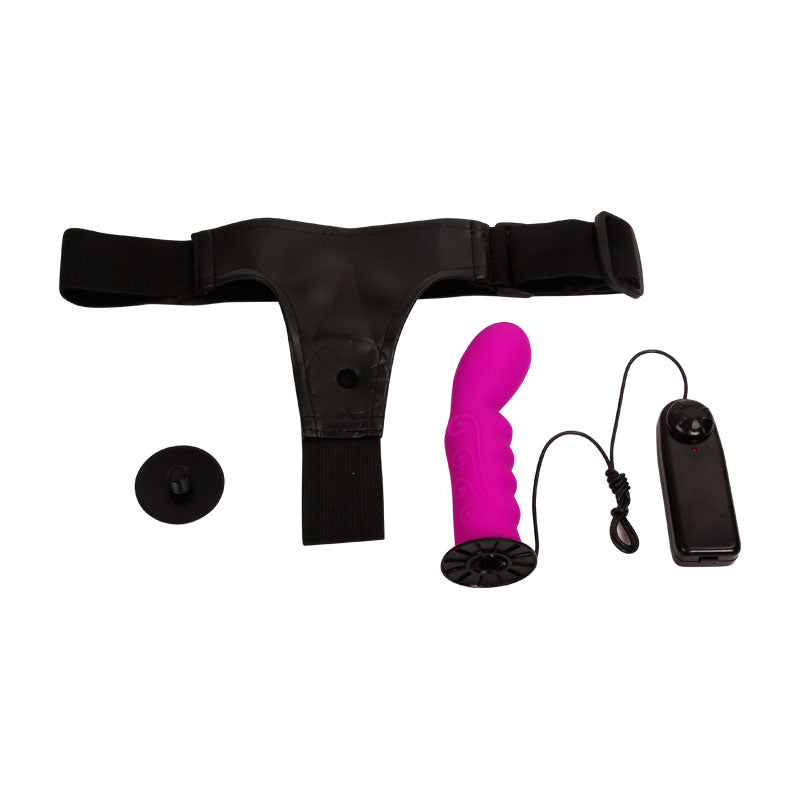 Prostate Stimulation Couple Purple Vibrating Strap On Dildo