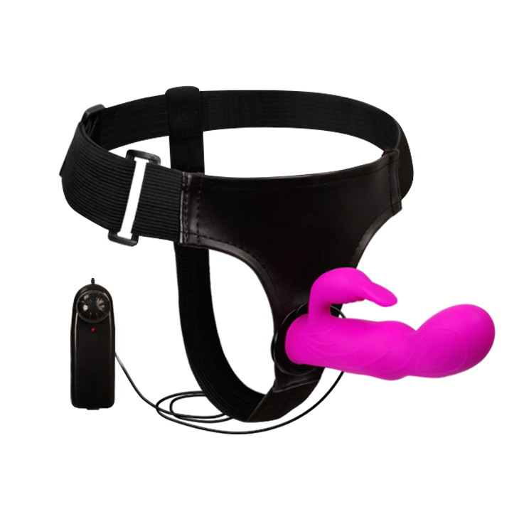 Pink Rabbit Dildo Vibrating Lesbian Strap On