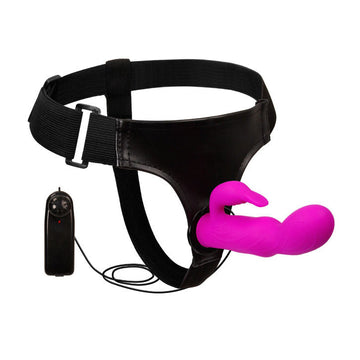 Pink Rabbit Dildo Vibrating Lesbian Strap On