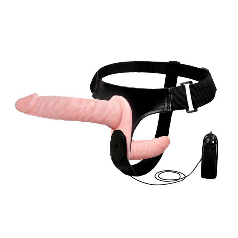 Pink Vibrating Double Head Strap On Dildo
