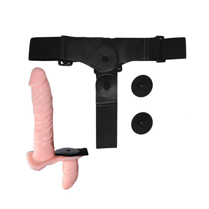 Pink Vibrating Double Head Strap On Dildo
