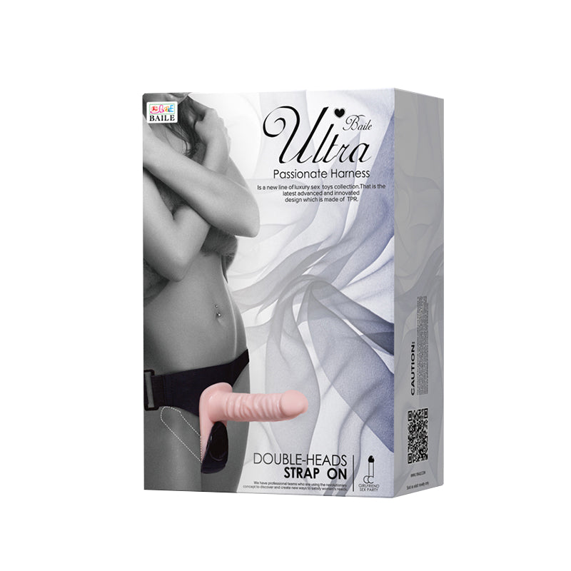 Pink Vibrating Double Head Strap On Dildo