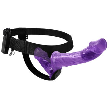 Purple Transparent Double Headed Vibrating Strap On Dildo
