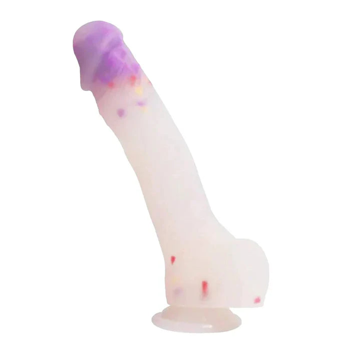 9 Inch Silicone Purple Confetti Dildo