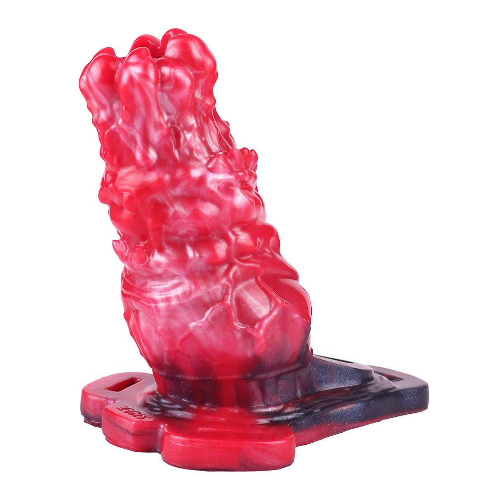 5 Inch Blood Red Vibrating Hollow Strap On