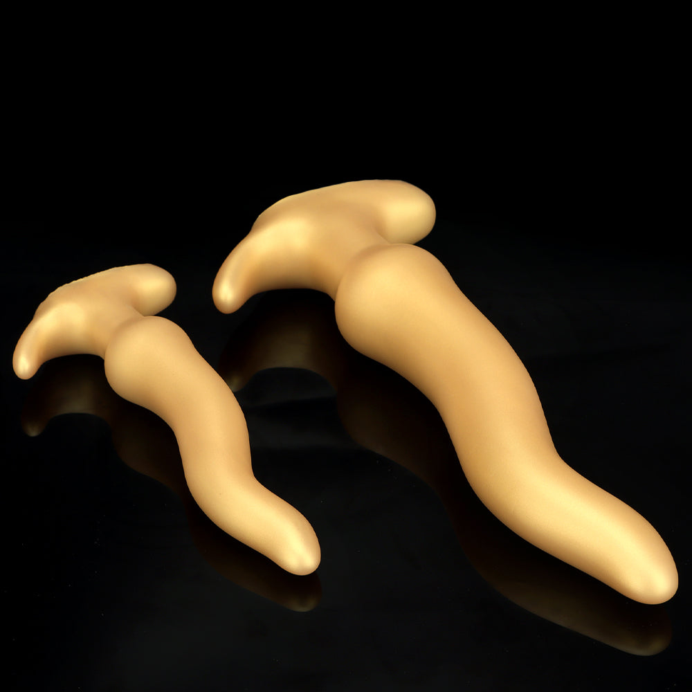 Giant Gold S Shaped Silicone Long Anal Plug