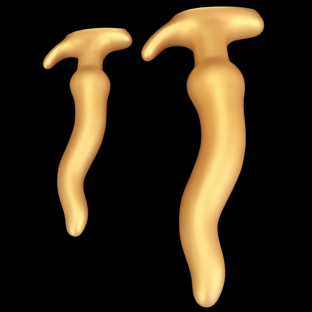 Giant Gold S Shaped Silicone Long Anal Plug