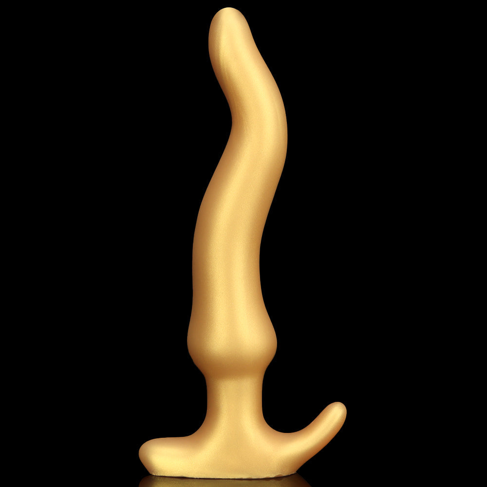 Giant Gold S Shaped Silicone Long Anal Plug