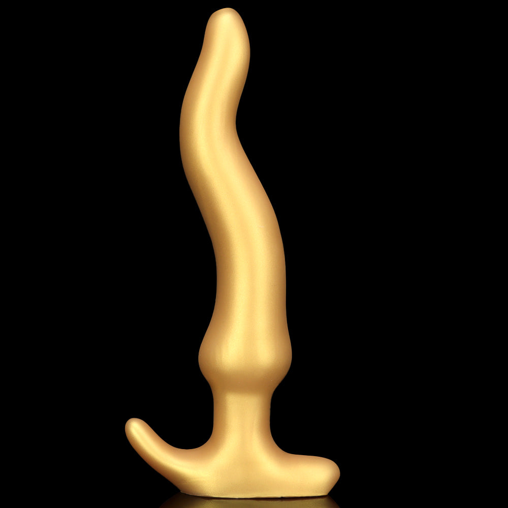 Giant Gold S Shaped Silicone Long Anal Plug