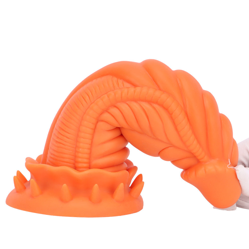 3 Inch Thick Orange Textured Monster Dildo
