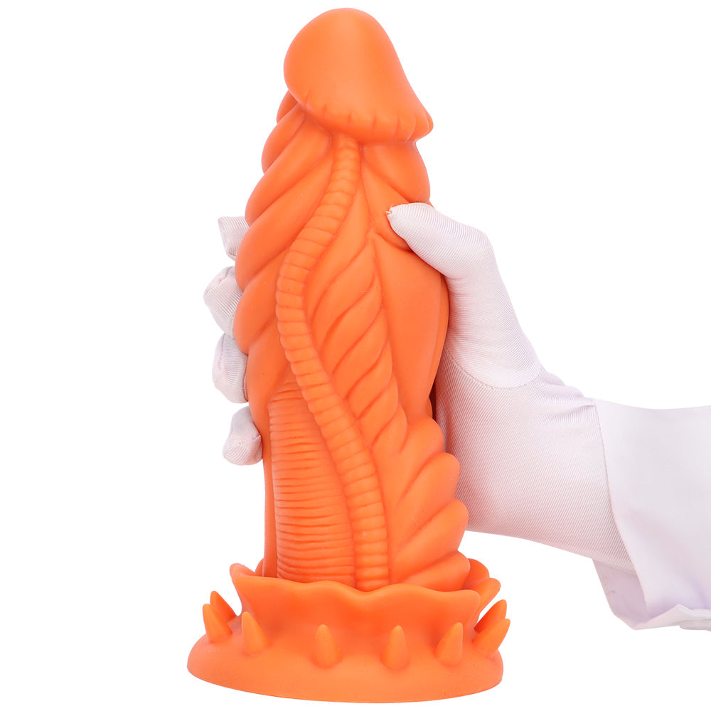 3 Inch Thick Orange Textured Monster Dildo