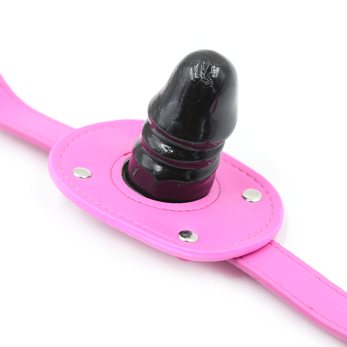 Pink leather Slave Black Face Dildo