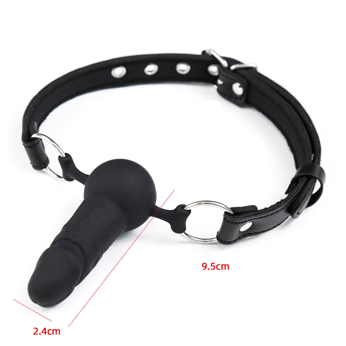 Black Leather Bondage BDSM Dildo Gag