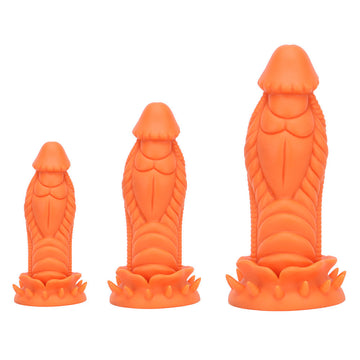3 Inch Thick Orange Textured Monster Dildo