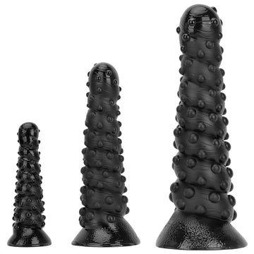 15 Inch Threaded Dotted Black Giant Dildo