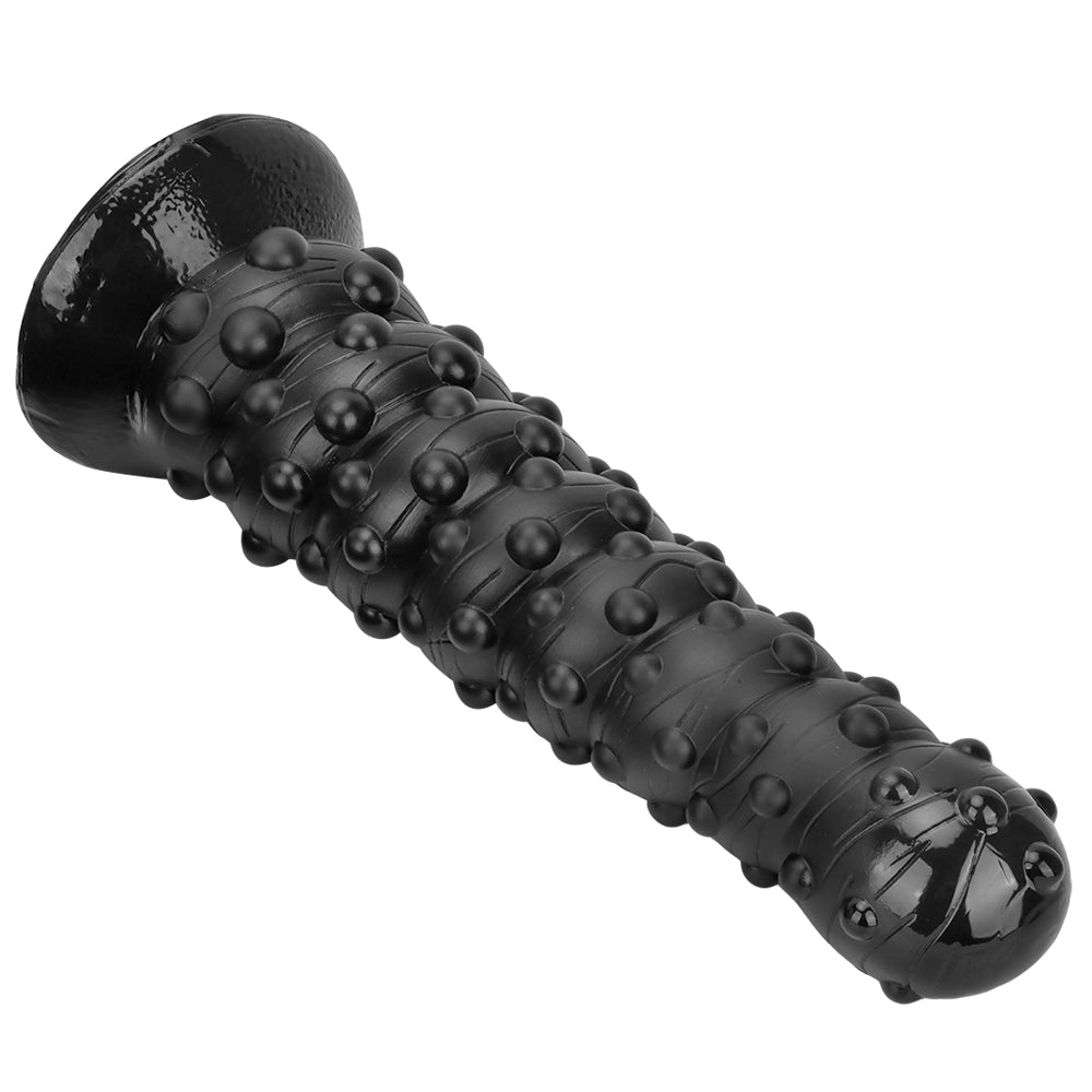 15 Inch Threaded Dotted Black Giant Dildo
