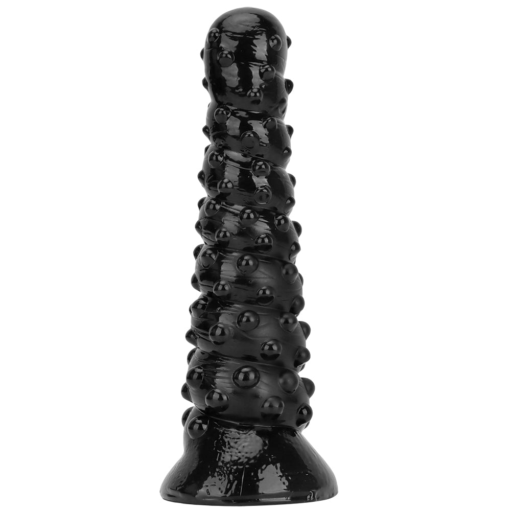 15 Inch Threaded Dotted Black Giant Dildo