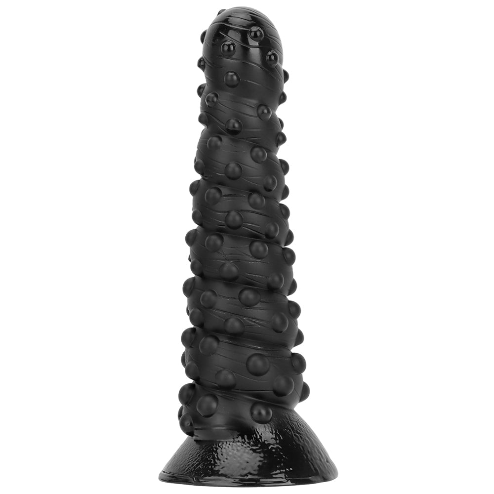 15 Inch Threaded Dotted Black Giant Dildo
