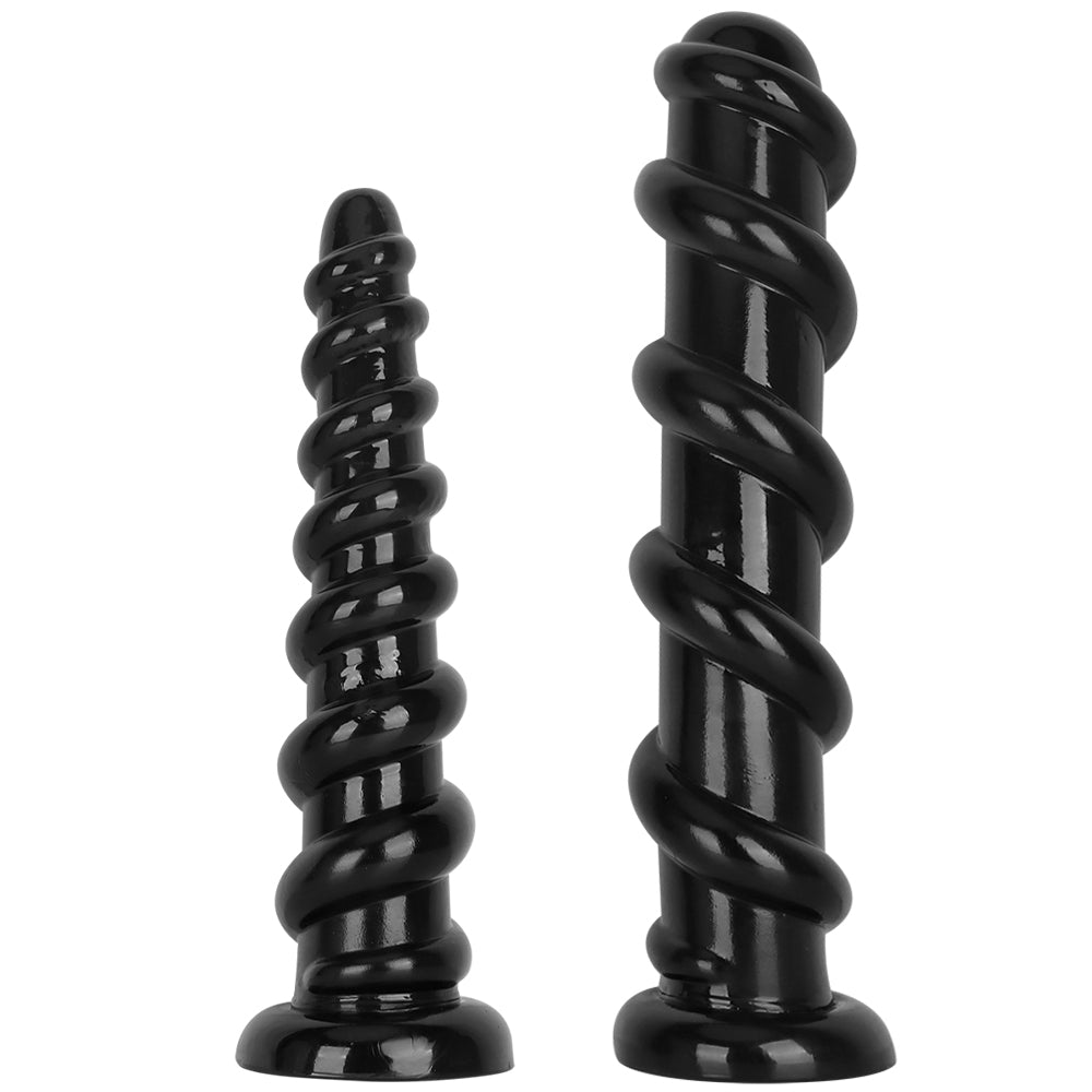 Anal Wand Black Threaded Ribbed 13 Inch Dildo