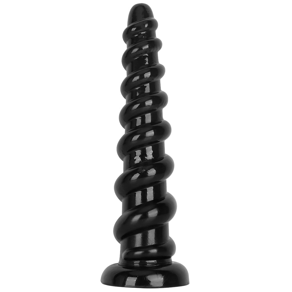 Anal Wand Black Threaded Ribbed 13 Inch Dildo
