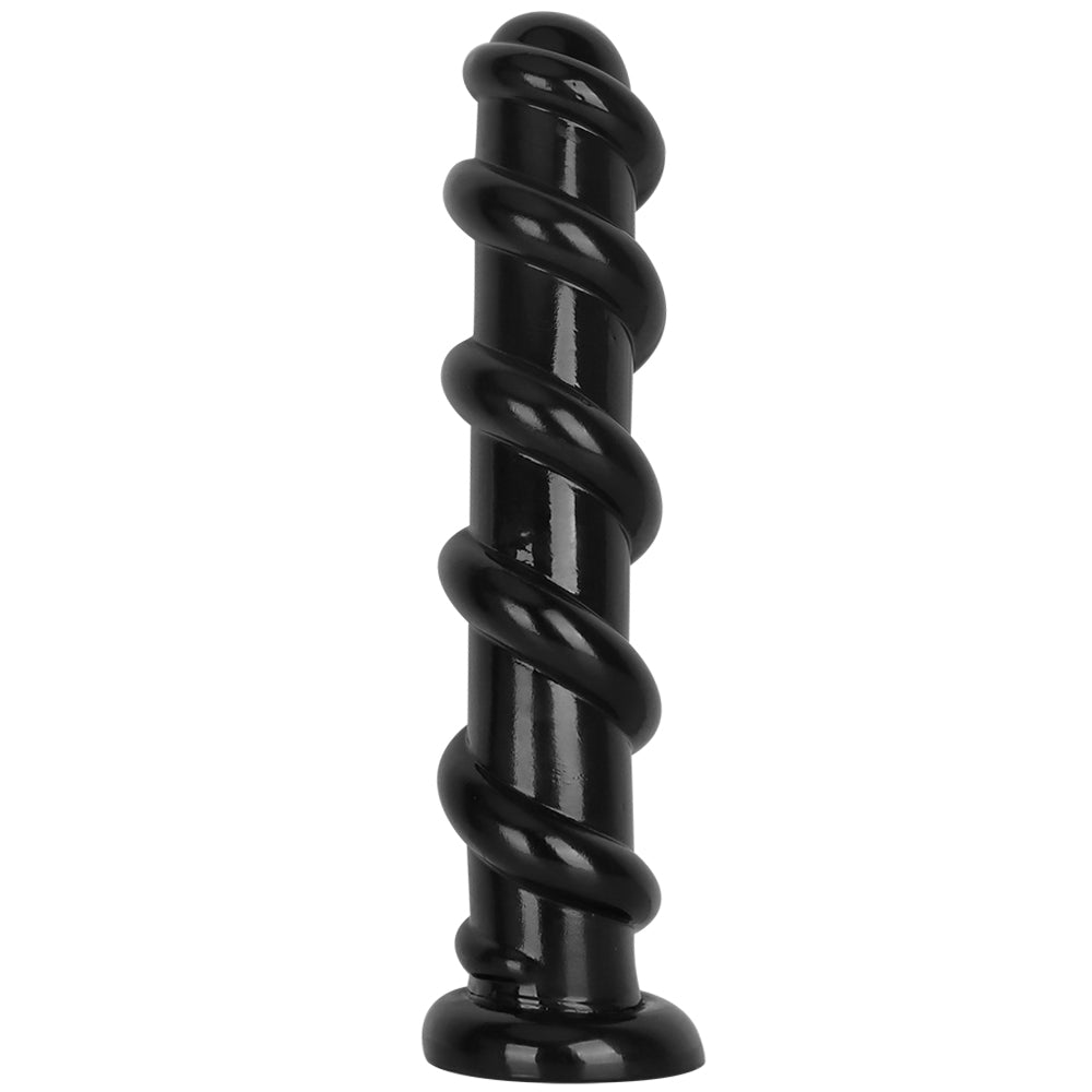 Anal Wand Black Threaded Ribbed 13 Inch Dildo