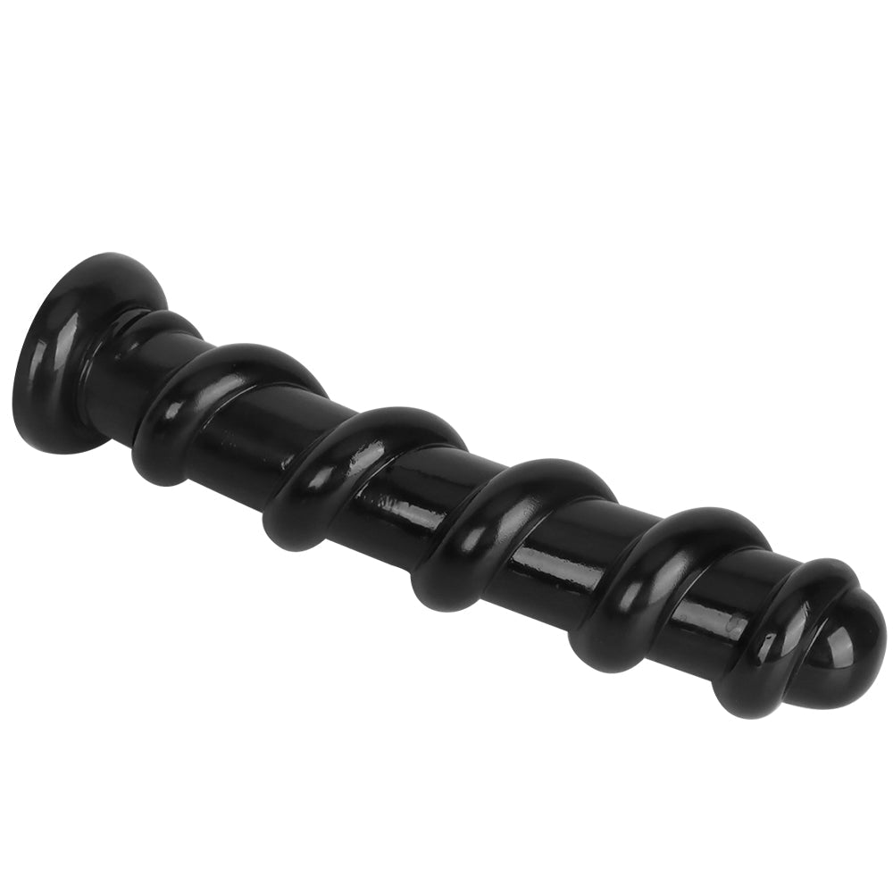 Anal Wand Black Threaded Ribbed 13 Inch Dildo