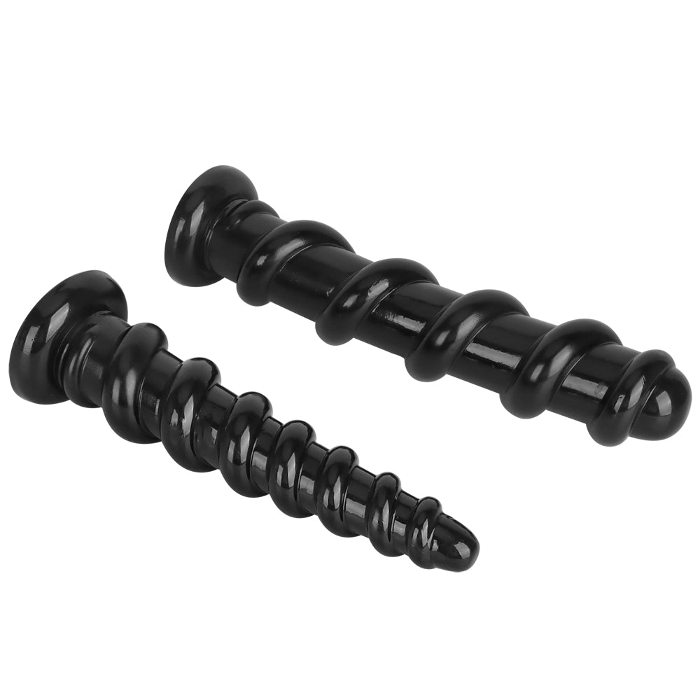 Anal Wand Black Threaded Ribbed 13 Inch Dildo