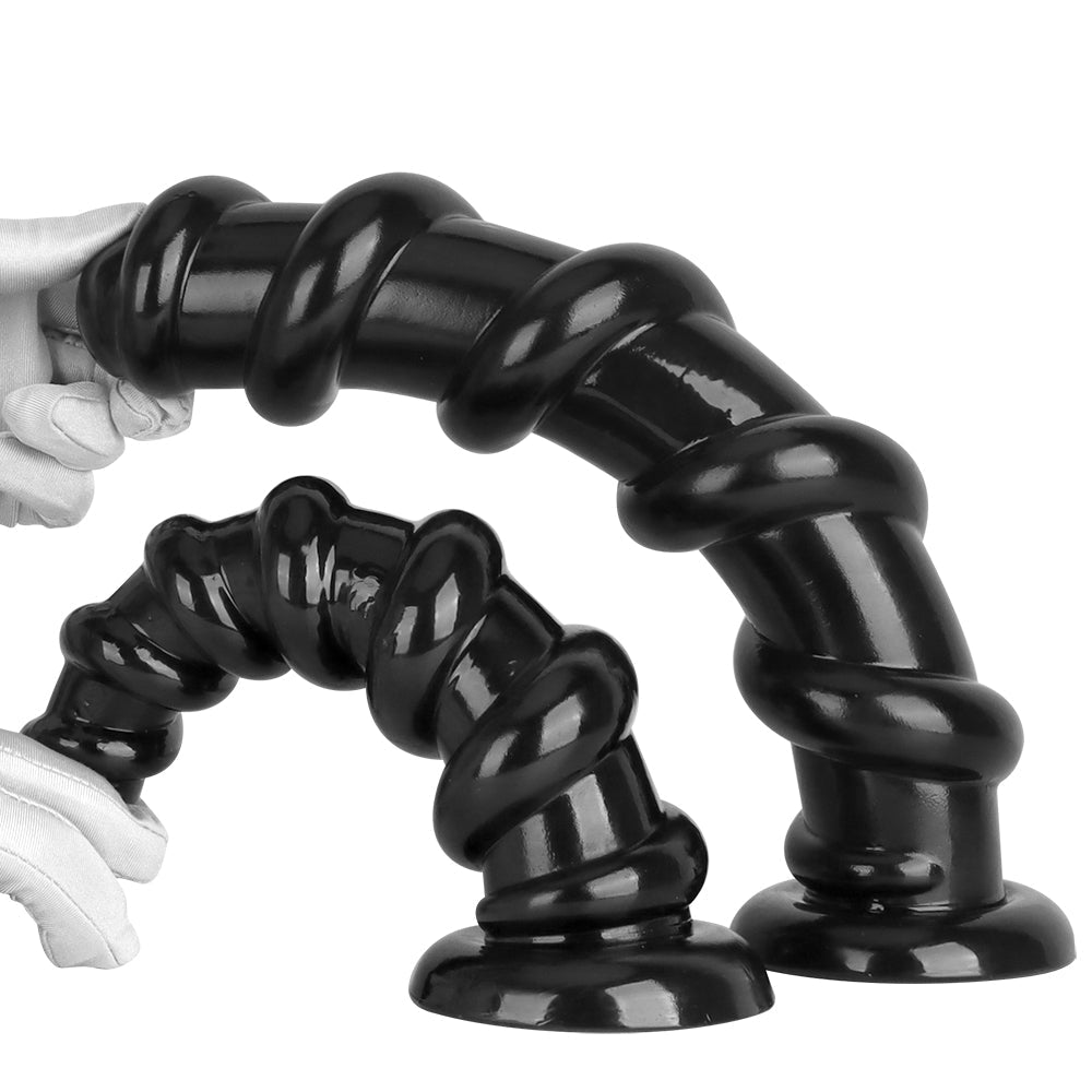 Anal Wand Black Threaded Ribbed 13 Inch Dildo