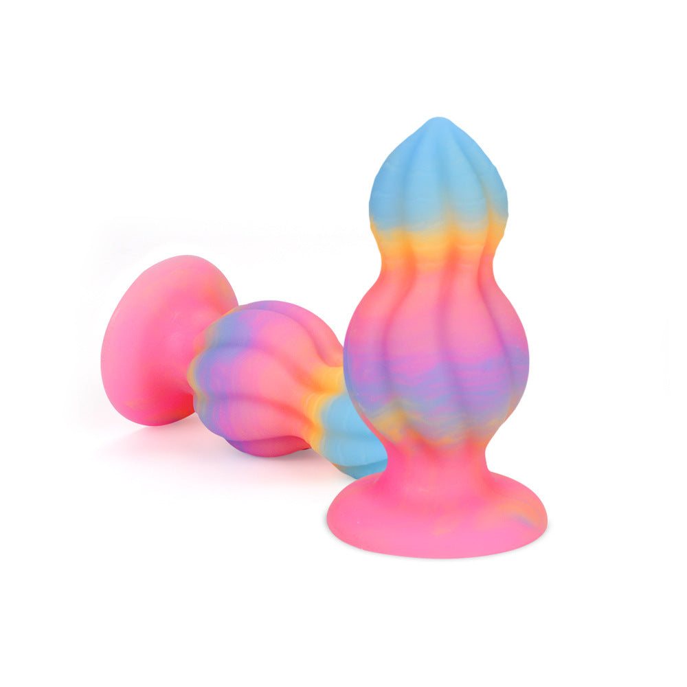 Glow in the Dark Rainbow Dildo Silicone Butt Plug