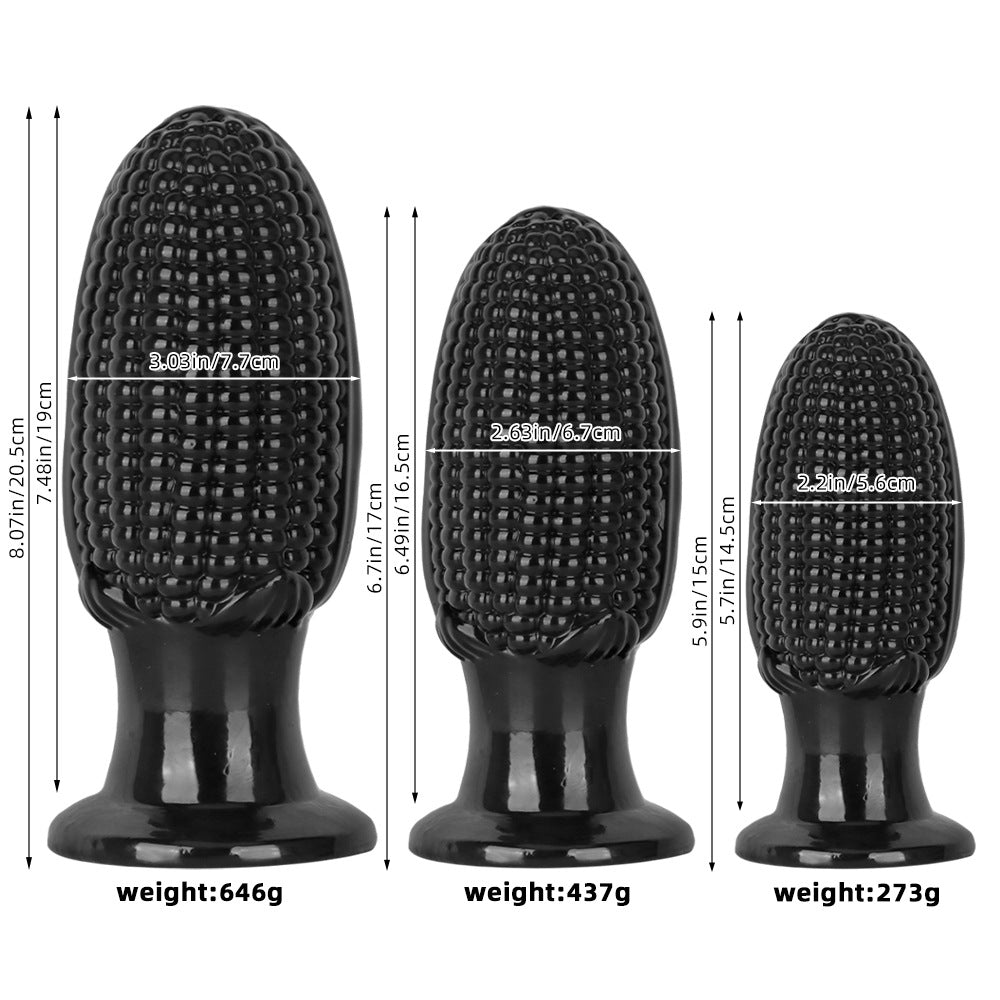 Black PVC Corn Cob Huge Butt Plug