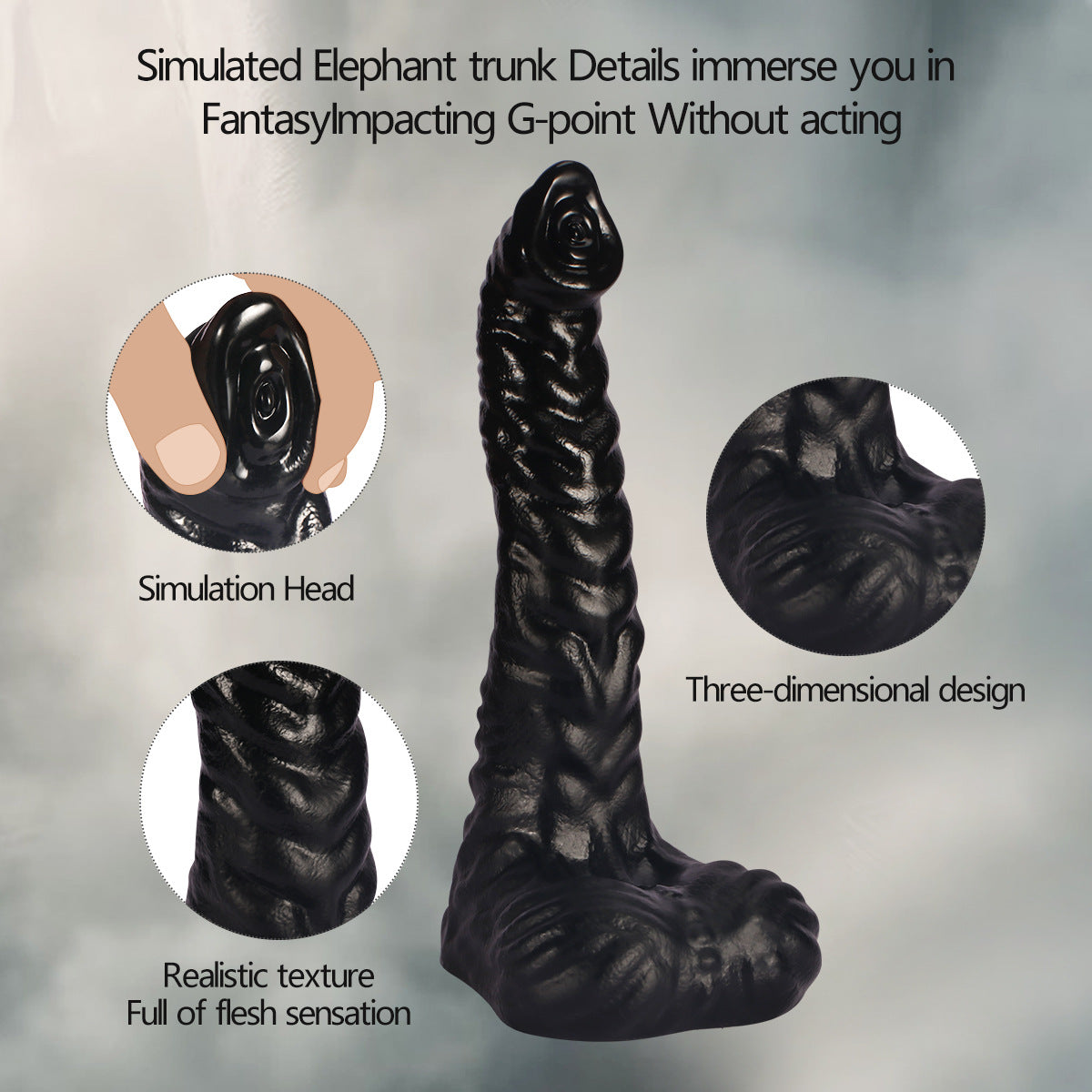 Black Elephant Trunk Fantasy Dildo
