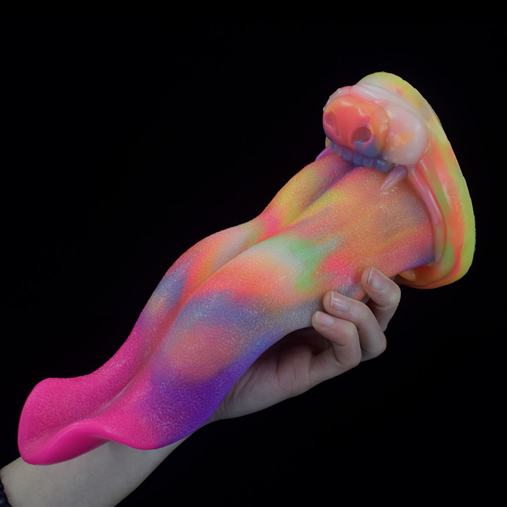 7 Inch Glow In The Dark Colored Monster Tongue Dildo