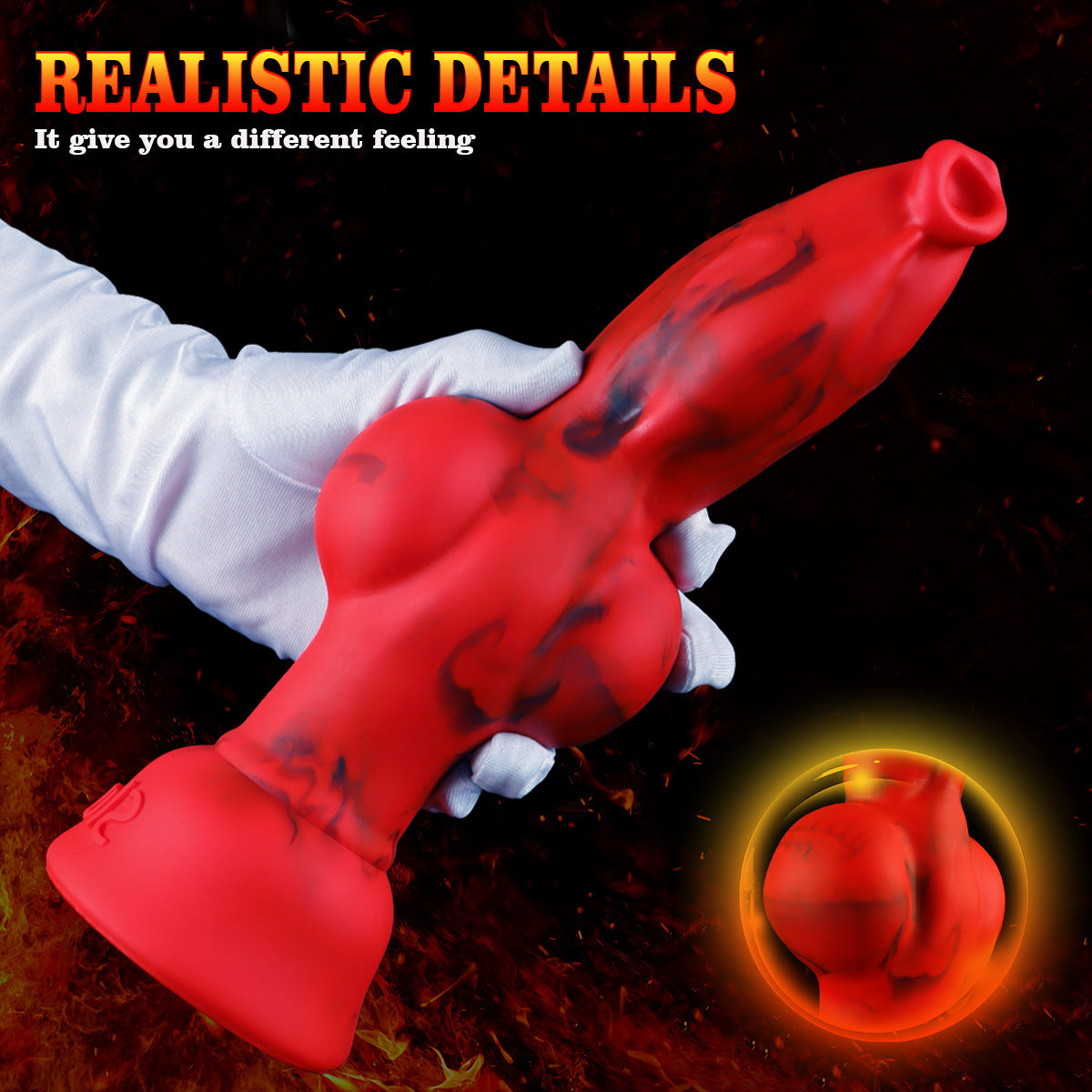 Red Big Knot Silicone Dog Dildo