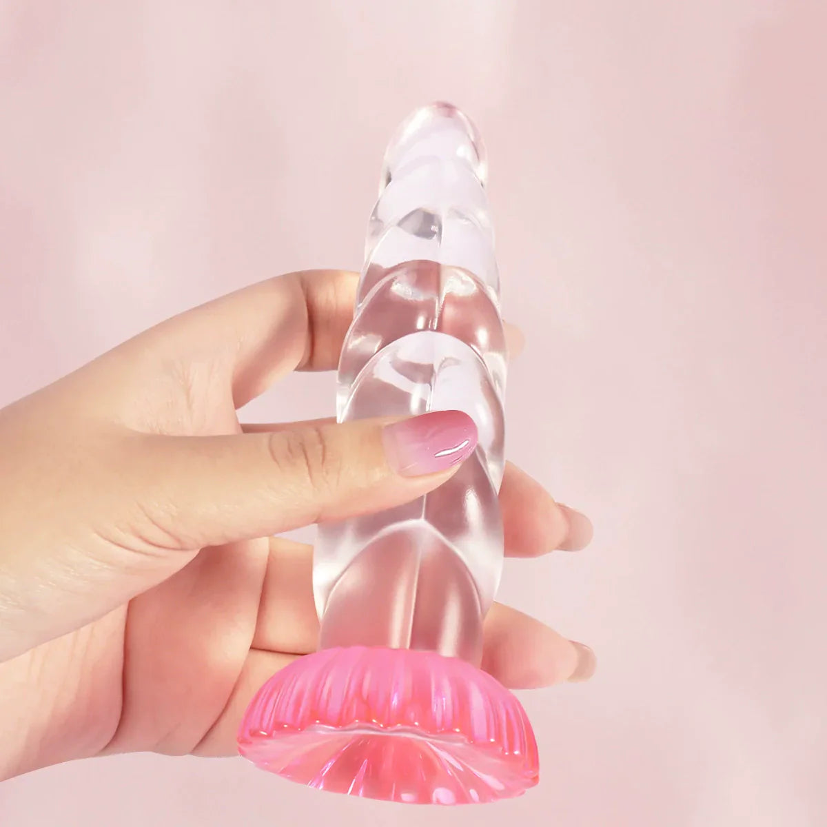 Silicone Clear Ribbed Suction Cup Unicorn Dildo