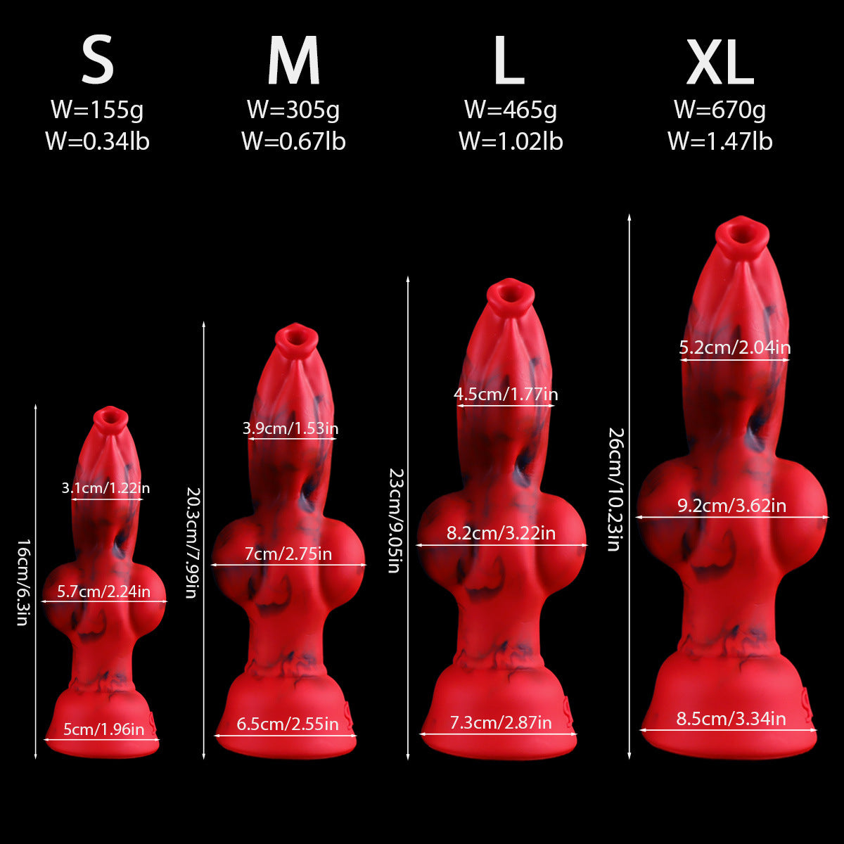 Red Big Knot Silicone Dog Dildo