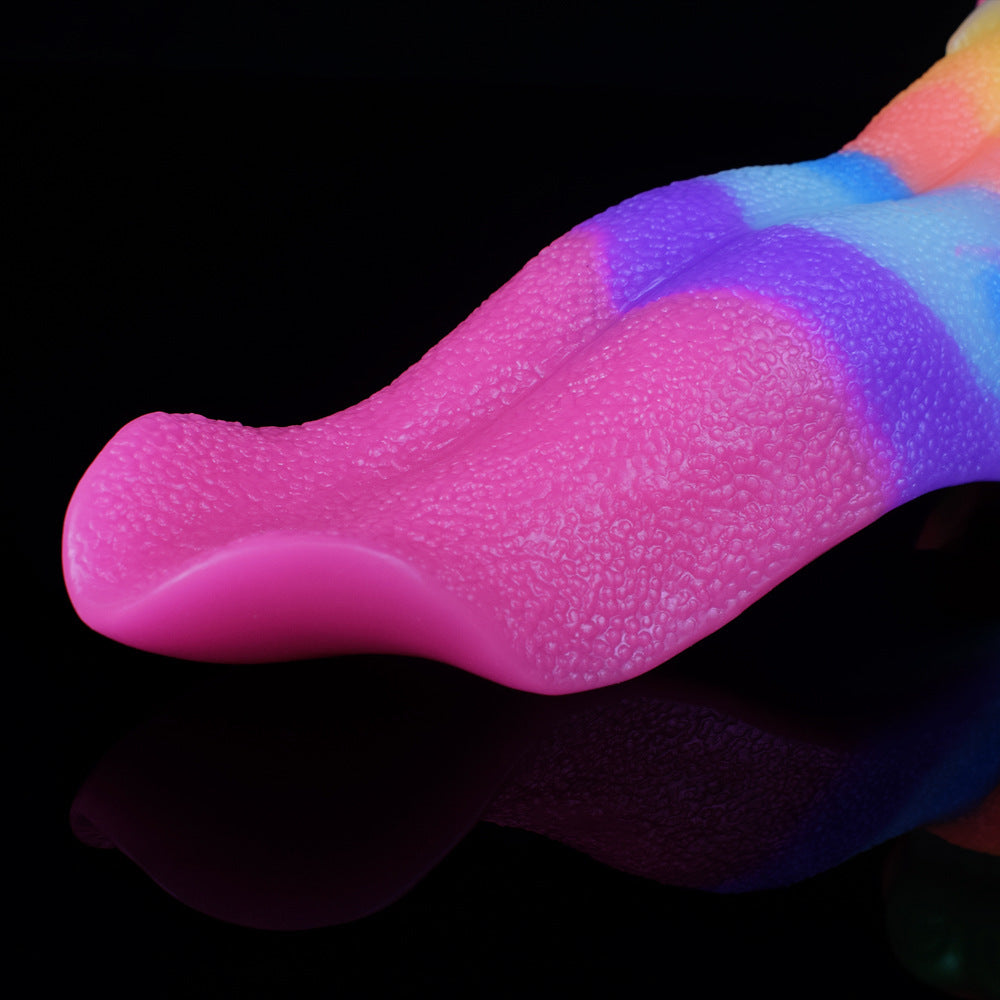 7 Inch Glow In The Dark Colored Monster Tongue Dildo