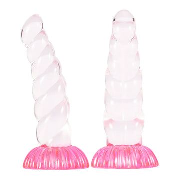 Silicone Clear Ribbed Suction Cup Unicorn Dildo